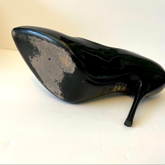 Gucci Glossy Patent Stiletto High Heels, Black, size 8 - Picture 5 of 9
